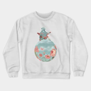 Coral Flowers and Turquoise Sky Crewneck Sweatshirt